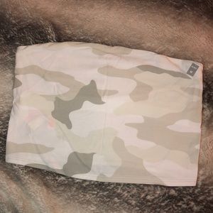 White/grey camo PINK crop top